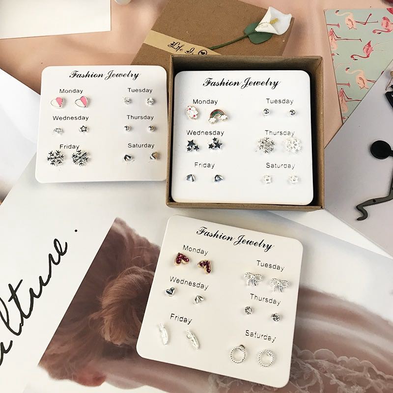 Anting Set Simple Retro Gaya Korea Simple Creative Earrings Aksesoris Wanita