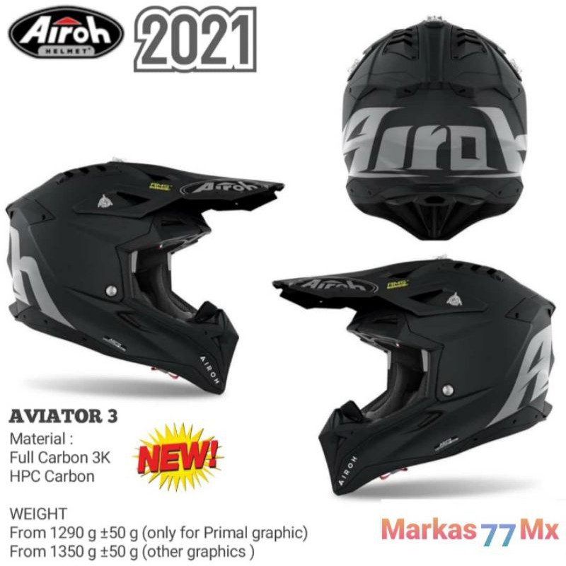 HELM AIROH AVIATOR 3 FULL BLACK HELM CROSS AIROH AVIATOR HELM TRAIL AIROH AVIATOR