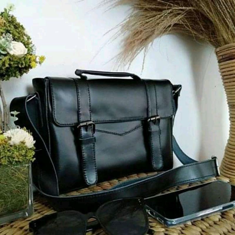 tas laptop kantor kulit sapi asli full up