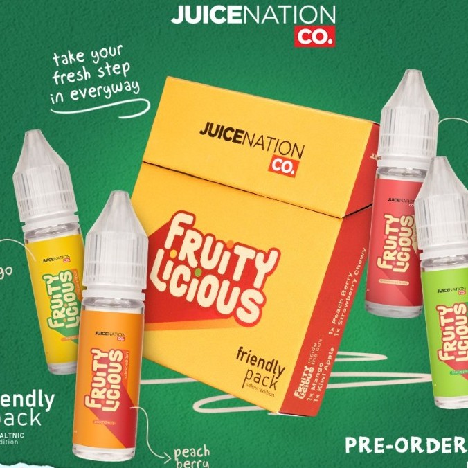 FRUITYLICIOUS JUICE NATION FRIENDLY PACK isi 4 15 ML 25 MG 100% ORI