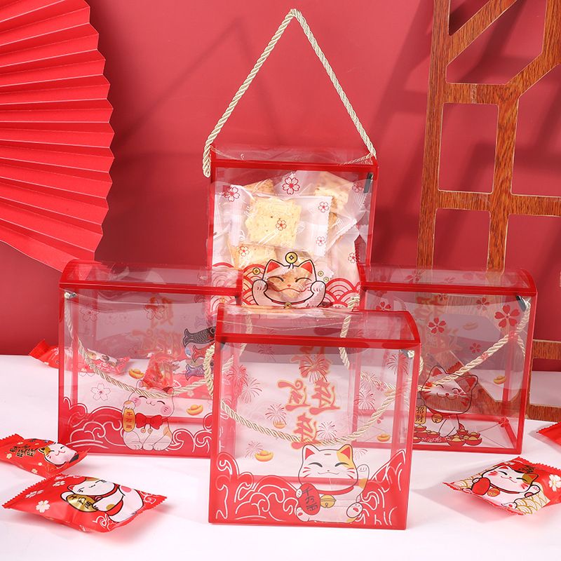 KOTAK TENTENG MIKA 14x14 IMLEK BOX HAMPER HOKI CAT RED TERBARU