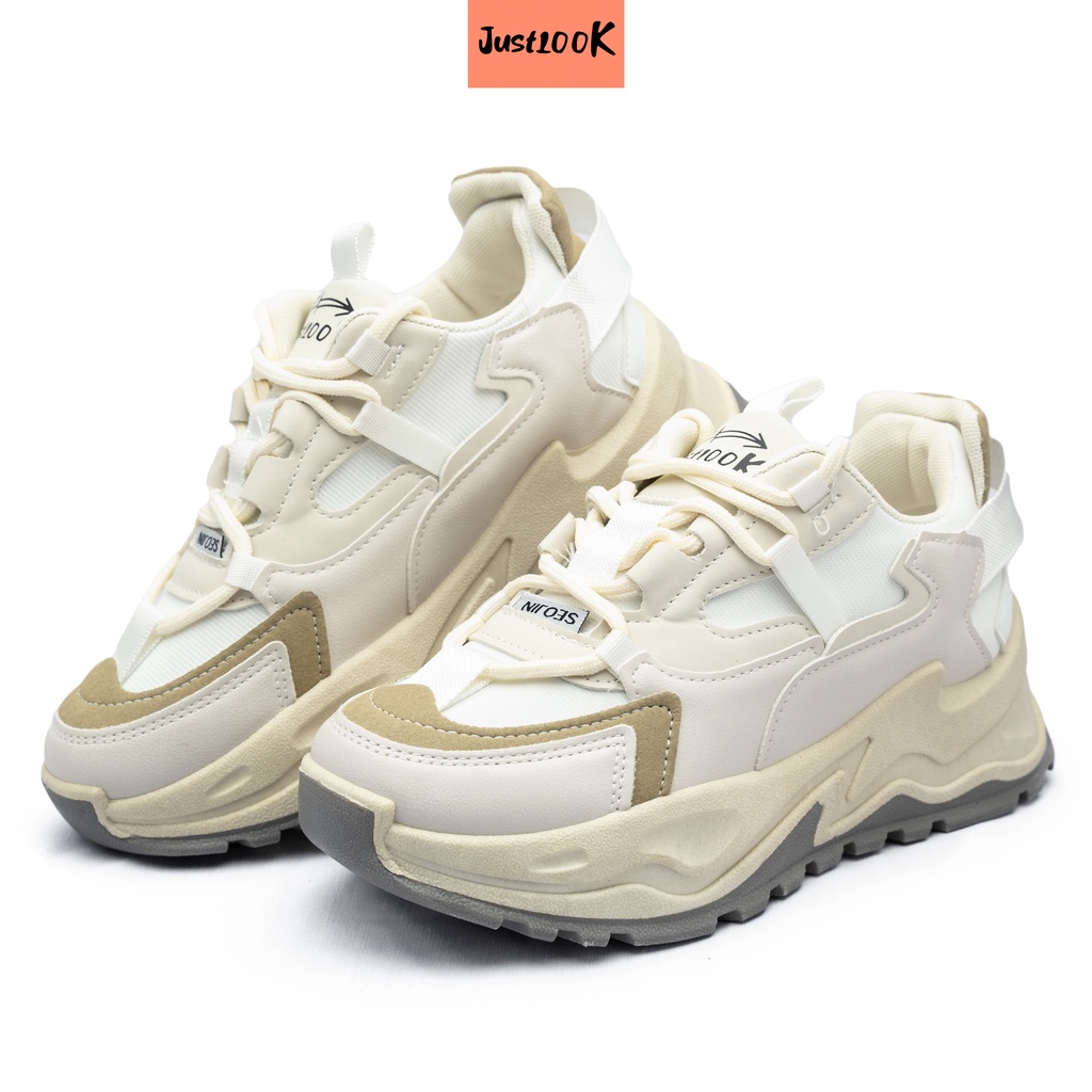 JustLook Seojin Sepatu Sneakers Wanita Sneakers Shoes Fashion Korea-Beige