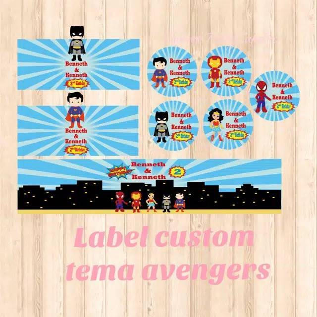 

Label aqua 330 ml custom tema avengers