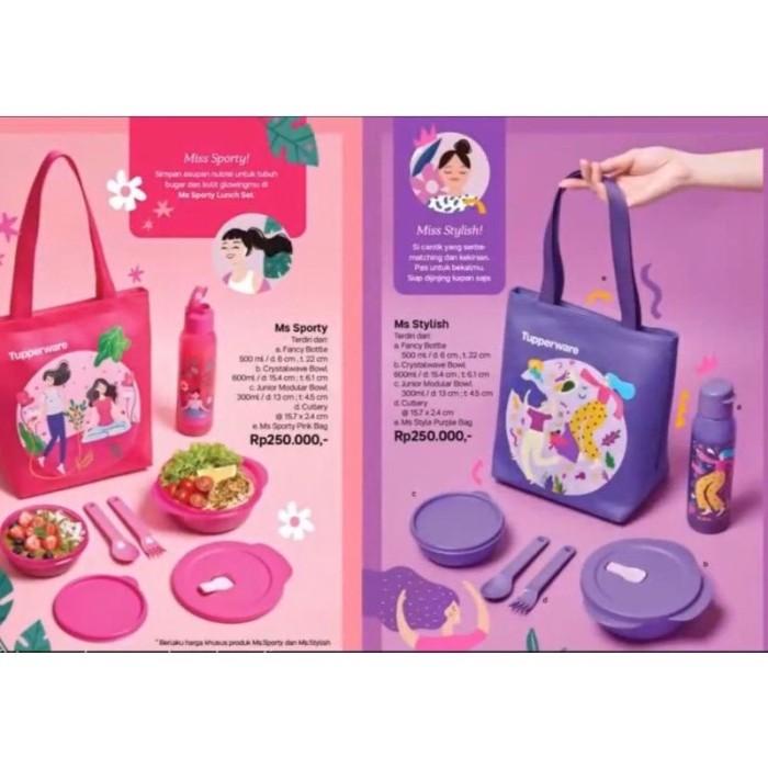 Tempat bekal makan tupperware ms stylish / ms sporty lunch box set