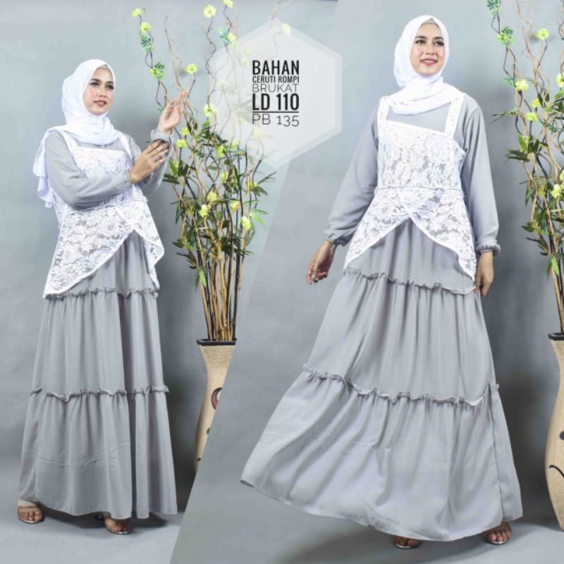 Gamis Ceruty Mix Brokat Terbaru/ Gamis Brokat Premium
