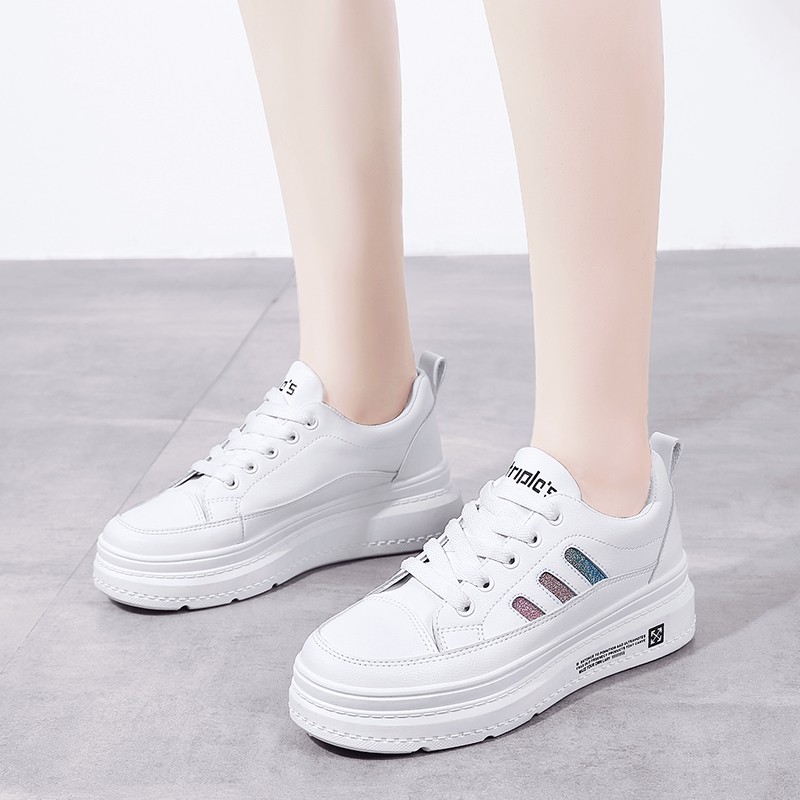 【CUCI GUDANG】 ins fashion kasual platform sepatu putih sepatu olahraga wanita ukuran 36-40