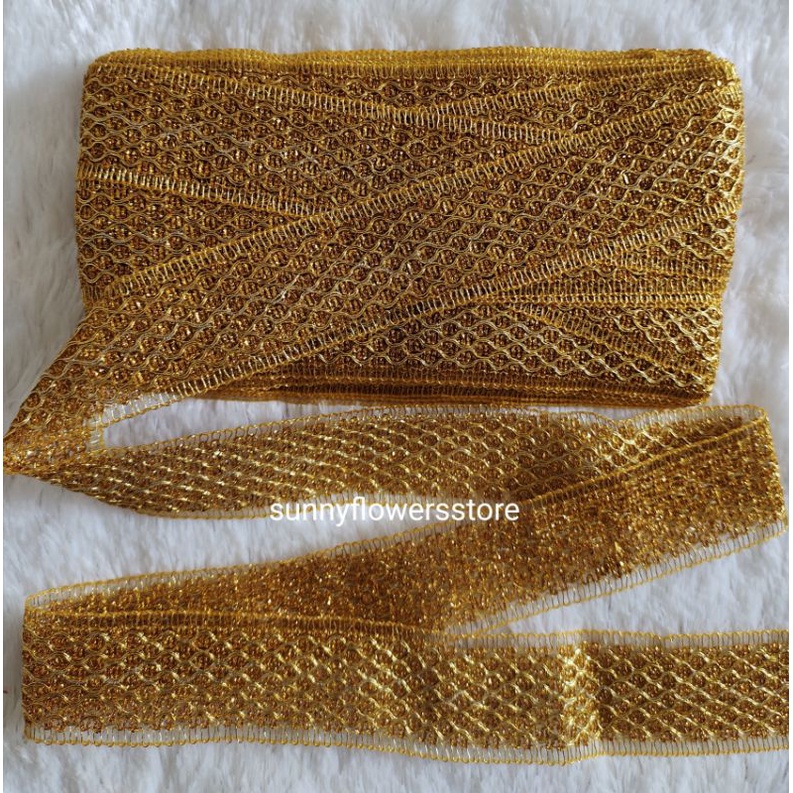 RENDA GOLD MOTIF 1316 LEBAR 4 CM ISI 17 YARD