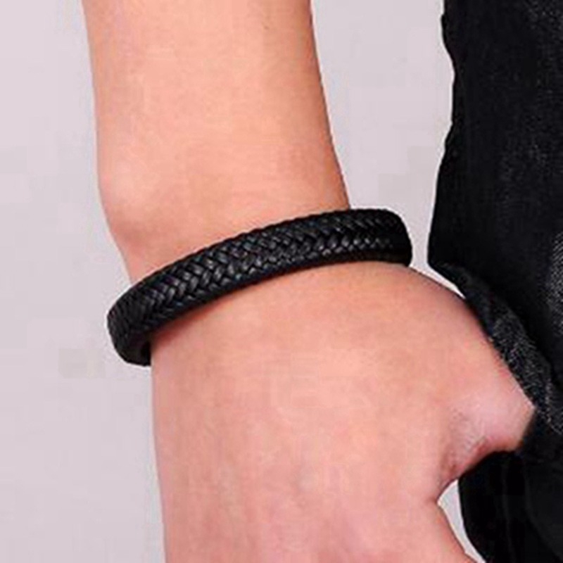 Men's black leather bracelet 18.5 / 22 / 20.5cm