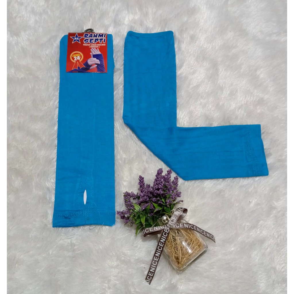Manset Tangan Polos dan Jempol Handsock Kaos Mandate Manset Tangan Termurah RUMAH HIJA'B-Biru Turkish Jempol