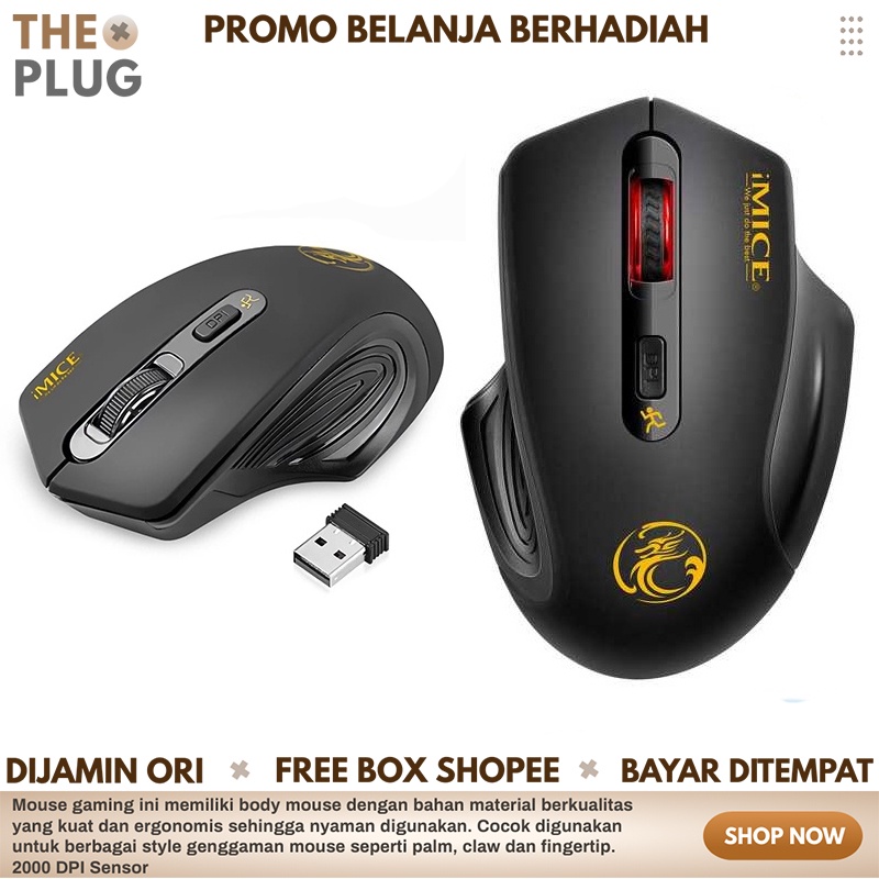 Mouse Gaming Wireless Tanpa Kabel Silent Bluetooth Ergonomic Gaming Mouse 2000 DPI