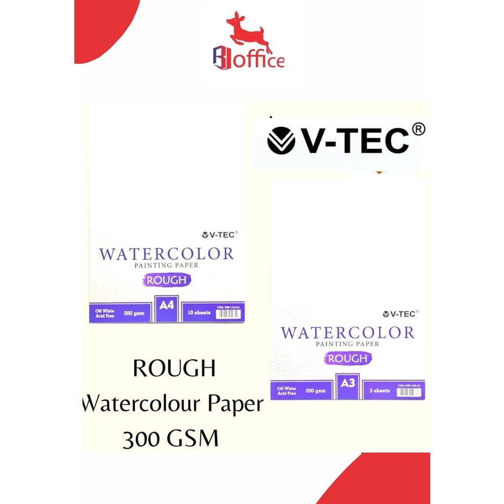 

V-TEC Watercolor Paper Rough 300 Gsm - Lembaran