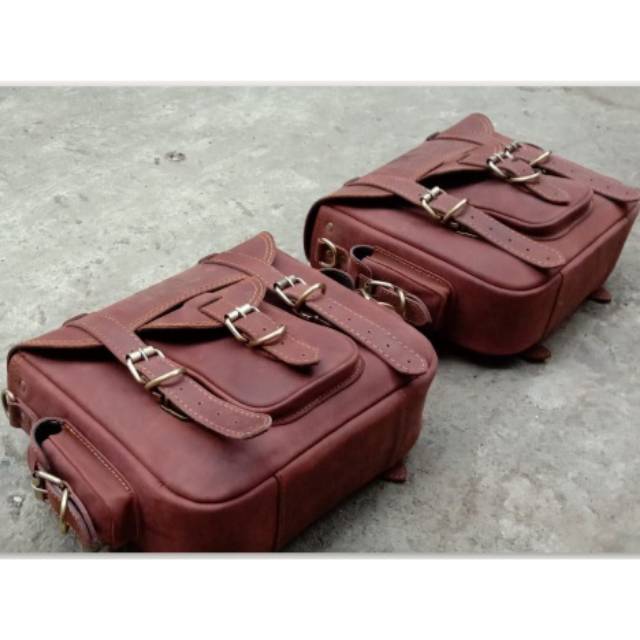 Sidebag w175 / tas kulit motor W175 / tas touring  / tas motor / tas kulit