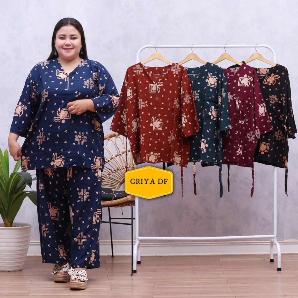 Setelan one set piyama baju tidur wanita kekinian jumbo bigsize oversize ld 130cm XXXL BB 85kg