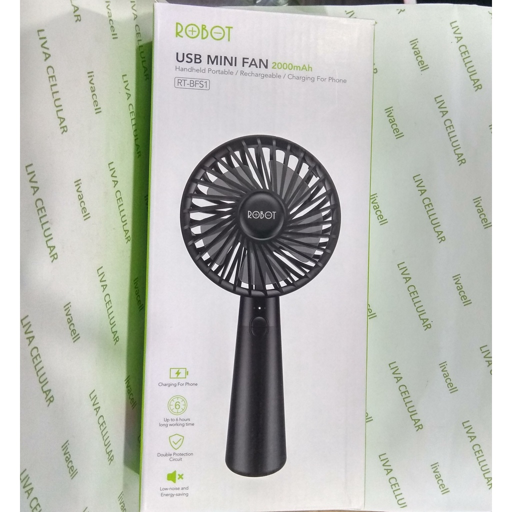 Kipas ROBOT RT-BFS1 RTBFS1 Handled Portable & Rechargeable USB Mini Fan