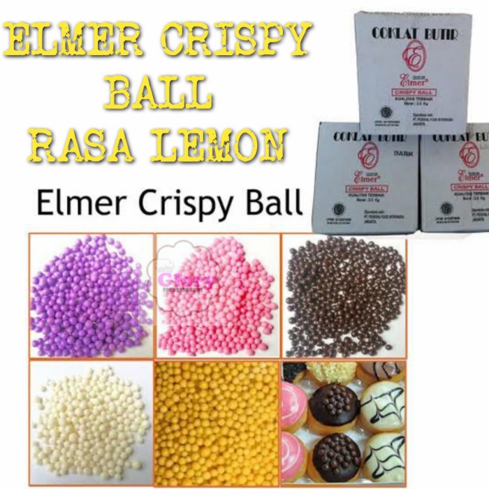 

elmer crispy ball lemon repack 1kg/ topping kue/ topping donat