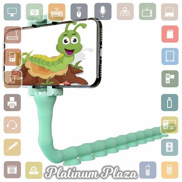 Binmer Lazy Smartphone Holder Suction 360 Flexible Cute Worm - JW-L8 - Black`2L8HTH-