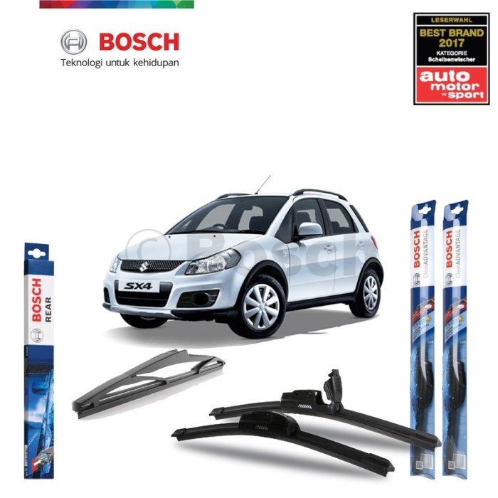 Wiper Depan Belakang Suzuki X-Over Bosch Frameless Clear Advantage