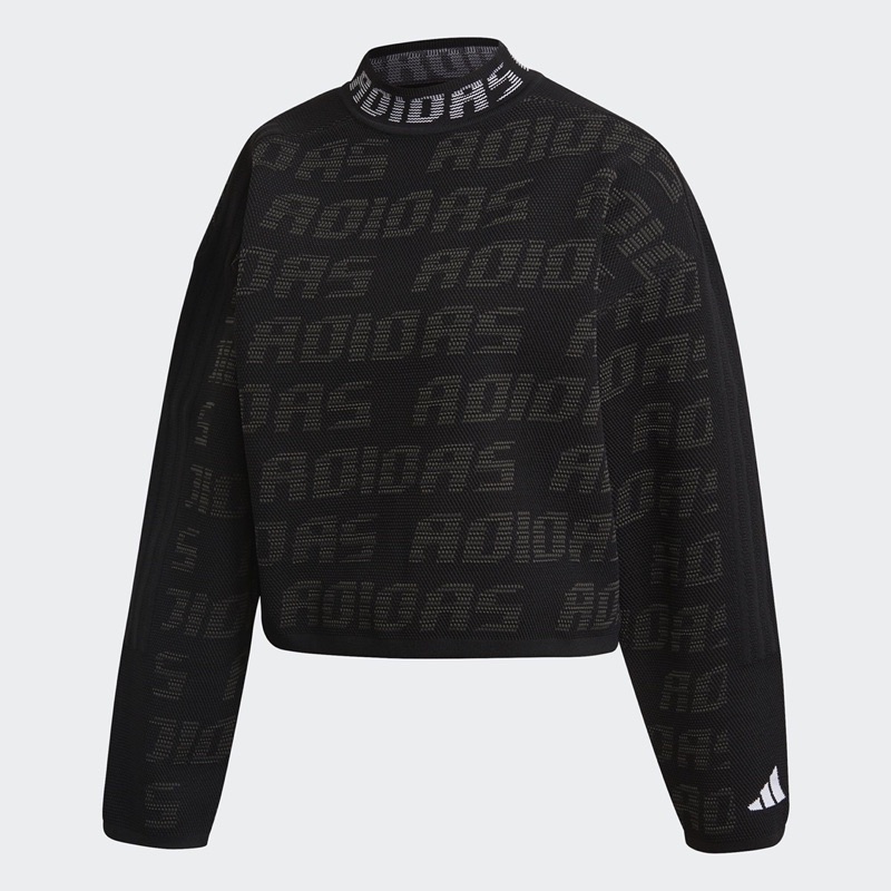 CUCI GUDANG ADIDAS ORIGINAL Sweatshirt Crew Knit Graphic Wanita Hitam FS2386 SWEATER LENGAN PANJANG 