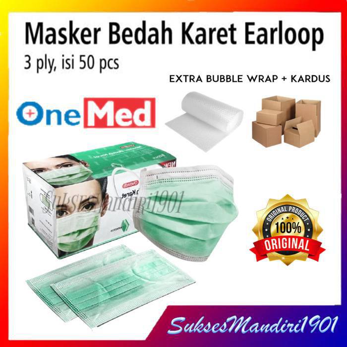 Masker Medis Onemed Earloop 3ply / Masker Bedah Onemed Earloop 3ply - 50pcs ( Earloop )