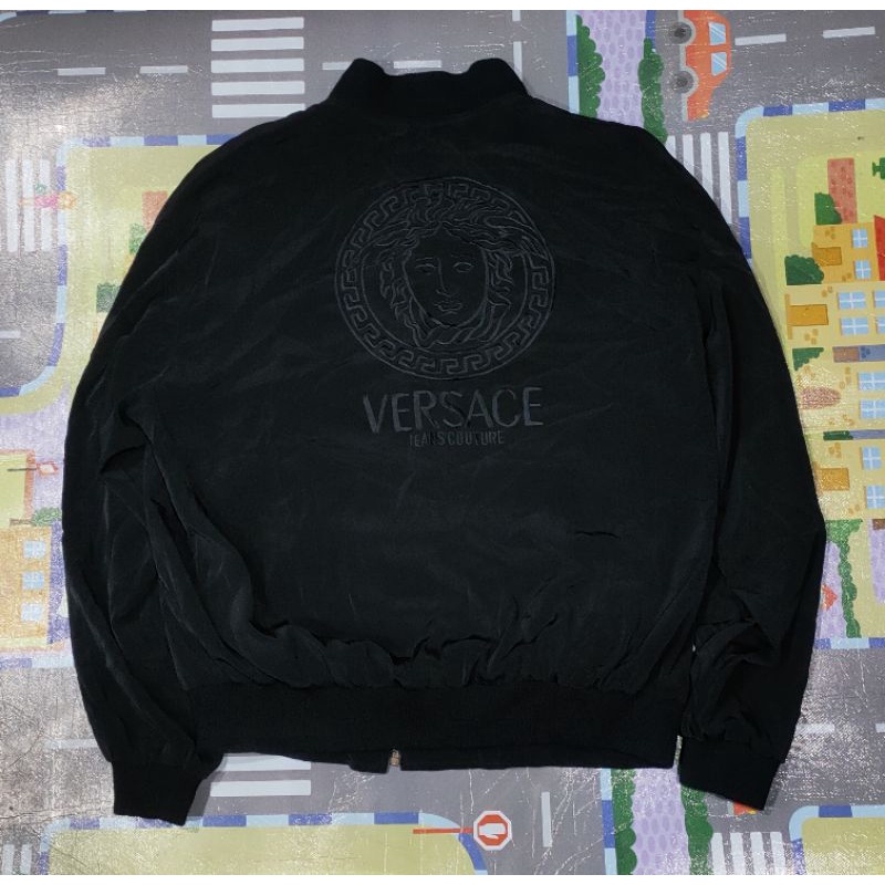 Vintage Gianni Versace Silk Bomber Reversible Jacket Medusa Head Size L