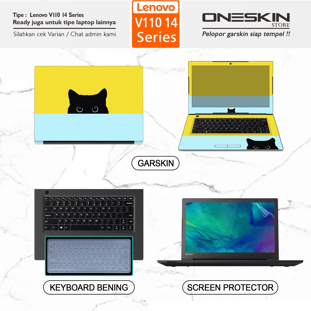 Garskin Sticker Laptop Pelindung Keyboard Screen Protector Lenovo V110-14 15 14AST 14IAP 15AST 15ISK Gambar Full Body Silikon Bening Glossy Doff