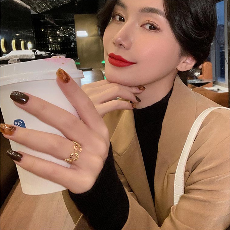 Cincin Jari Telunjuk Desain smiley face element Untuk Wanita