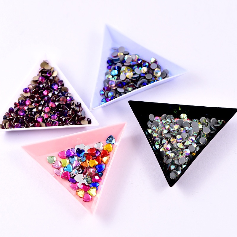 Manicure Storage Box / Plastic Rhinestone Triangle Plate