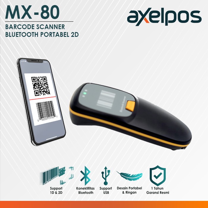 MX-80 1D/2D Pocket Portable Barcode Scanner (USB+Bluetooth+2.4G)