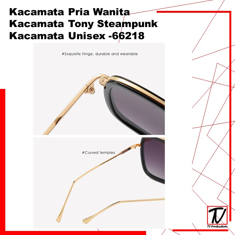 Kacamata Tony Stark Pria /Wanita  Viral Kacamata Tony Stark Steampunk HD Polarized Sunglasses -66218