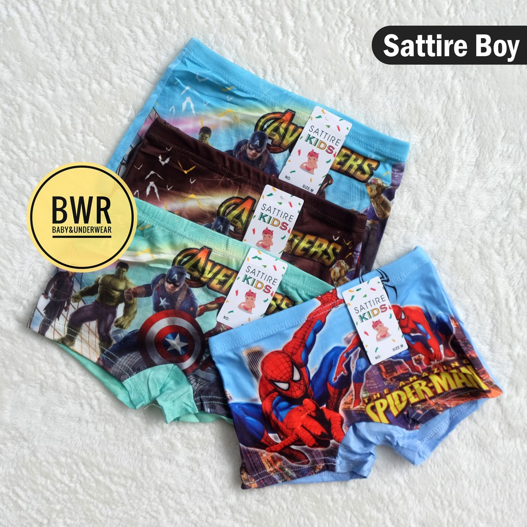 [ Ecer ] Boxer Anak Sattire BOY | Celana Dalam Anak Laki - Laki [III E1-G1] Motif Boy - Bwr