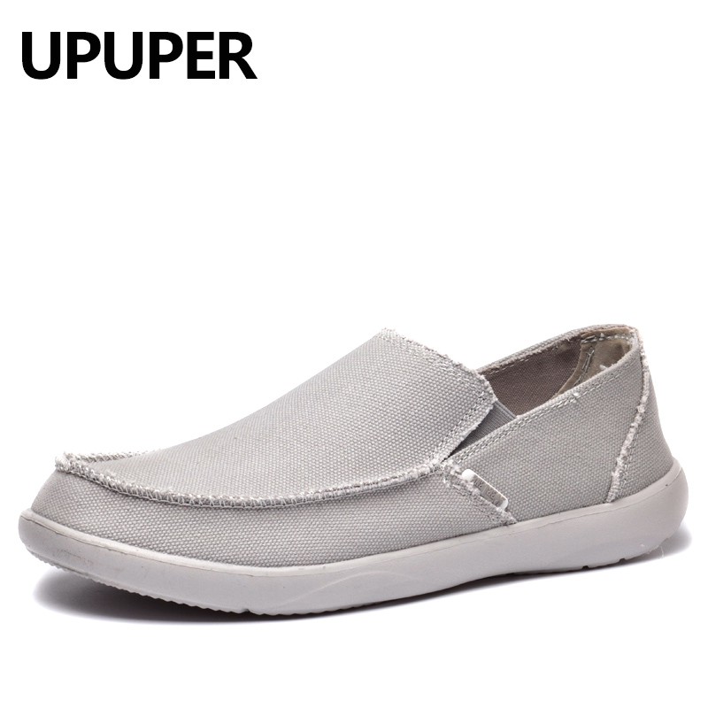 Men's Breathable Canvas Shoes Comfort Flat Loafers Casual Slip On Walking Shoes 