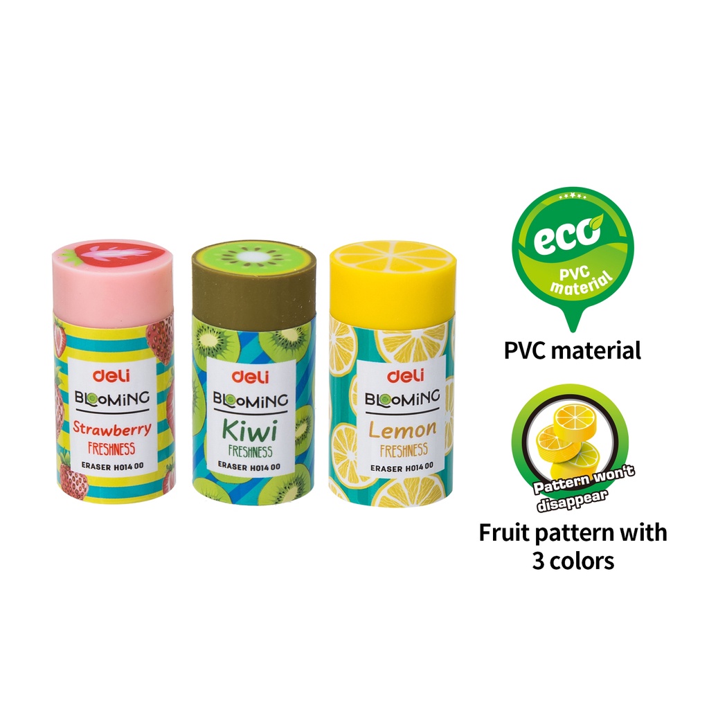 

Penghapus pensil Deli lucu motif buah bahan PVC bersih eraser EH01400 1 pcs