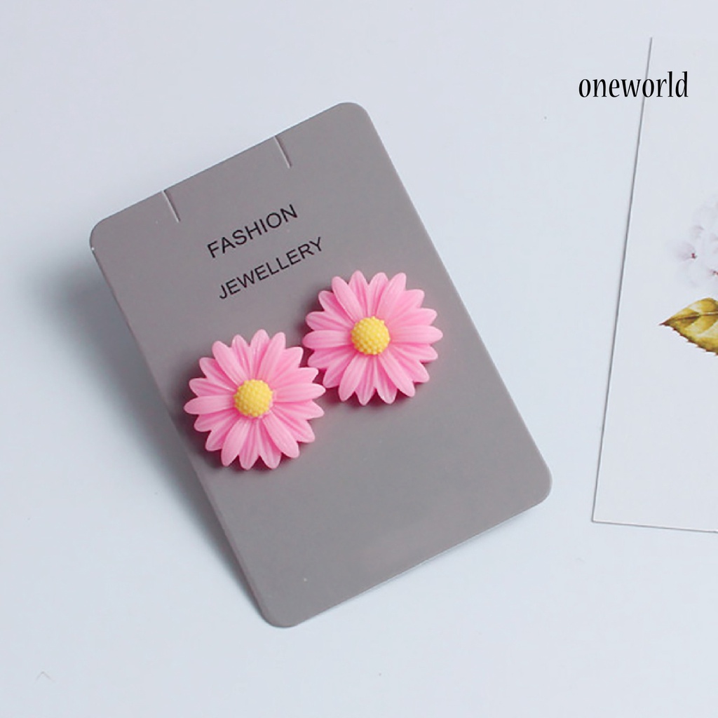 OW@ Ear Stud Cute Beautiful Plastic Sun Flower  Earrings for Women