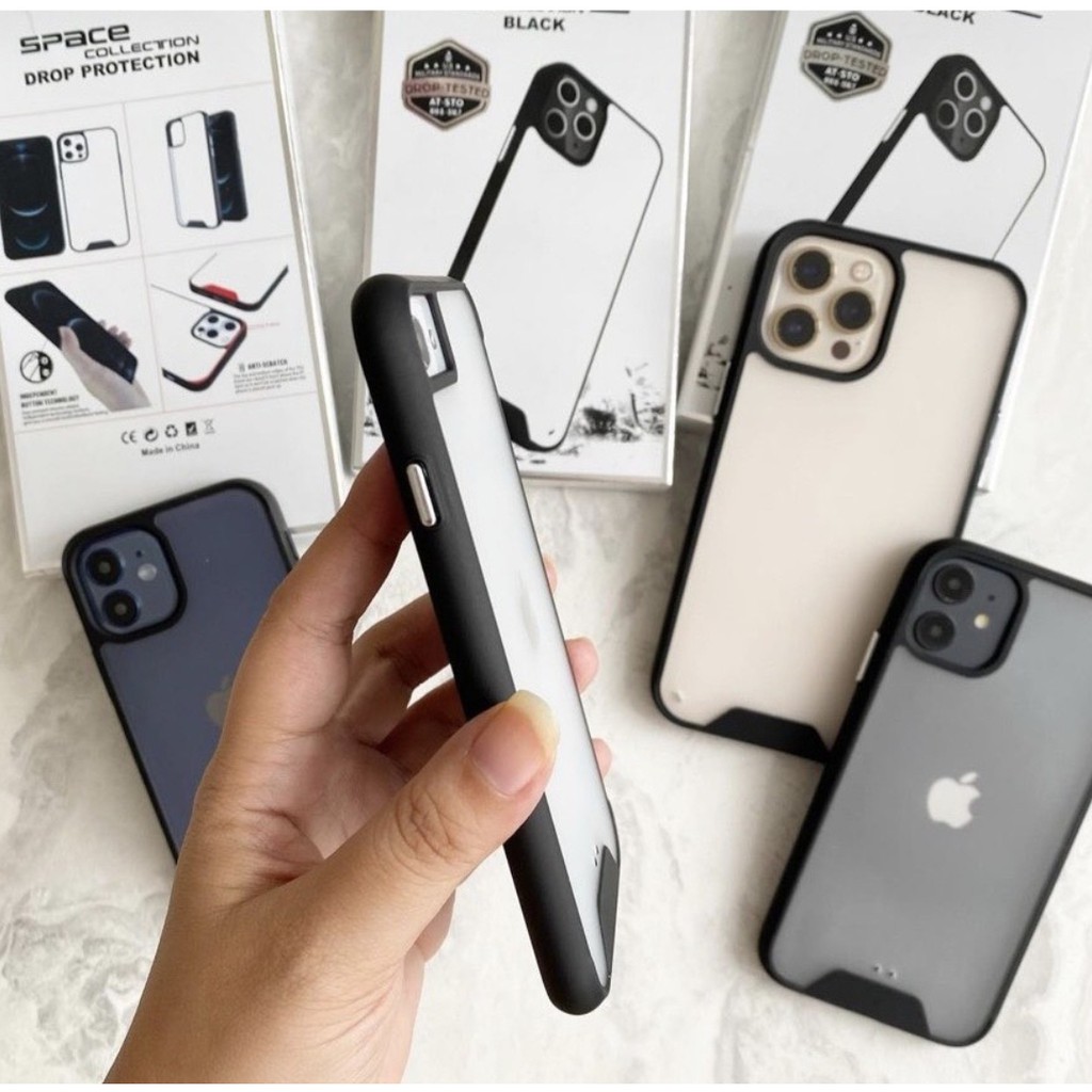 SPACE Black Matte anti yellow impact iphone 7 8 plus SE2 X XR XS MAX 11 12 13 pro max mini Case Cover