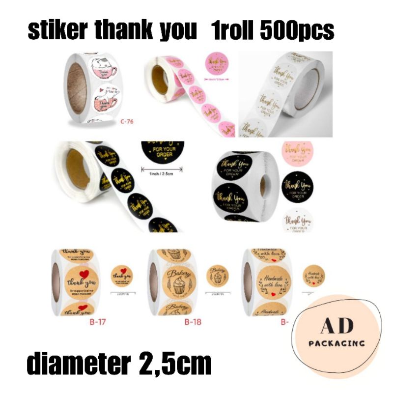 

1roll stiker thank you/ stiker tq / stiker box roti / sticker handmade
