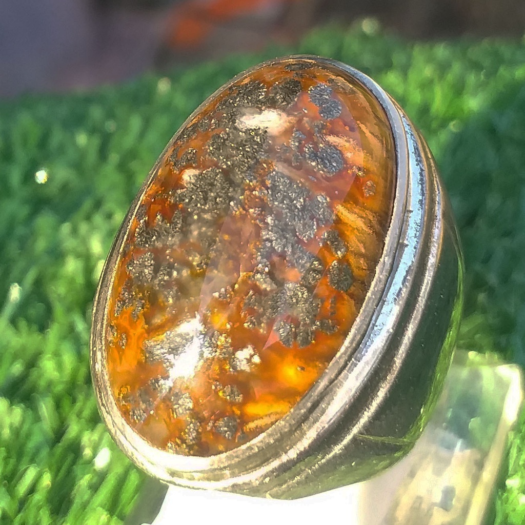 Batu Akik Unik Lapis Banua Kalimantan Urat Emas Tembus Alami Ring Polos Simple