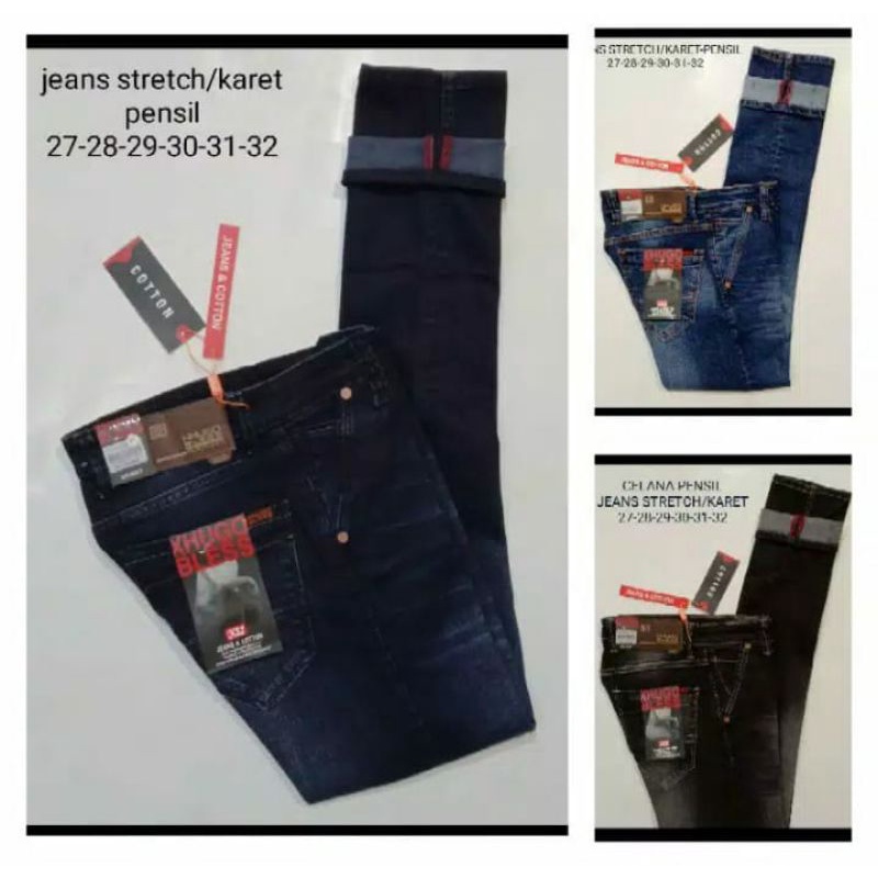 CELANA JEANS PANJANG PRIA STRETCH SLIM FIT ORIGINAL HUGO BLESS//CELANA JEANS PRIA DISTRO/JEANS COWOK