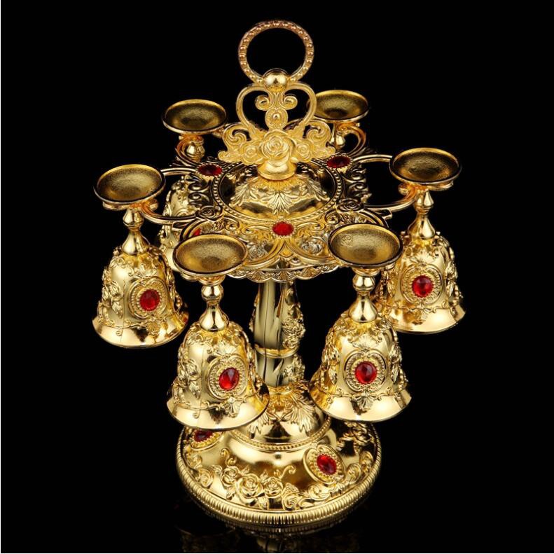luxury 6pcs/set gold decorative wine set whiskey decanter moonshine for home decoration
