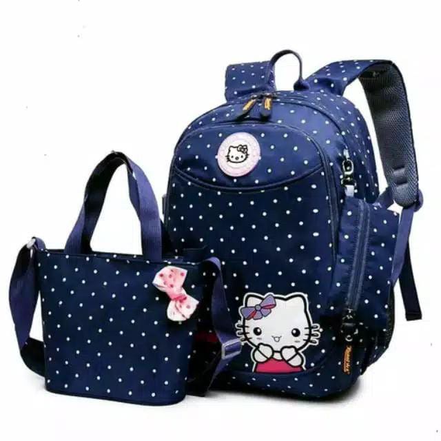 Tas Ransel Anak Perempuan Tas Sekolah Anak Gendong Karakter Kartun Hello Kitty 3in1 Set