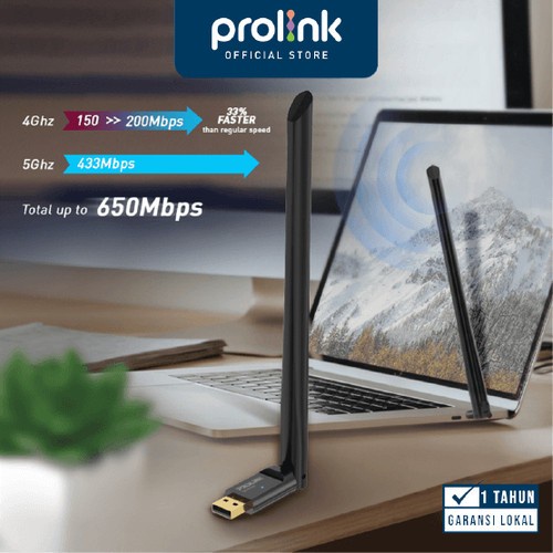 Wireless Usb Adapter 6 dbi Antenna Prolink DH5103U AC650 Dual Band