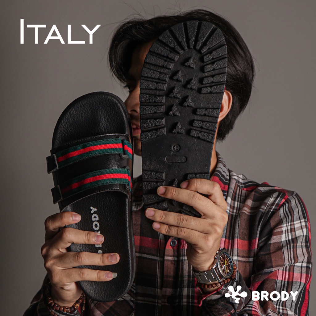 Brody Italy Sandal Selop Pria Casual Sendal Slop Cowok Sandal Laki Model Slide Size 39-43