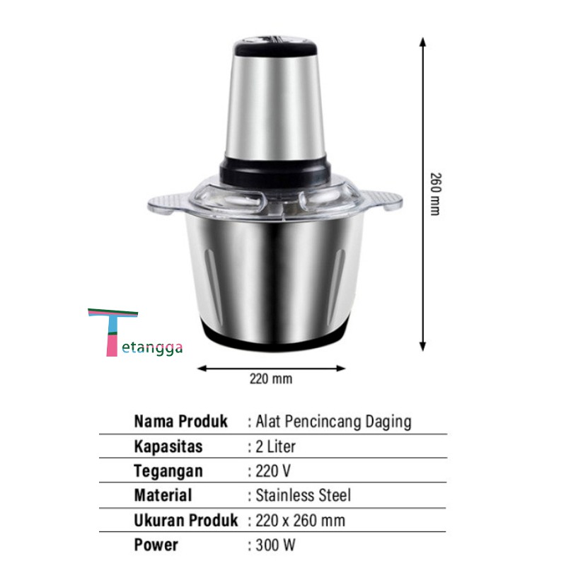 Chopper Blender daging penggiling Meat Mincer Elektrik Stainless Steel Chopper Grinder Tetangga VS