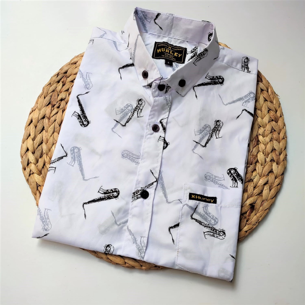 Kemeja Motif Pria Lengan Pendek Kemeja Surfing Katun 30s premium