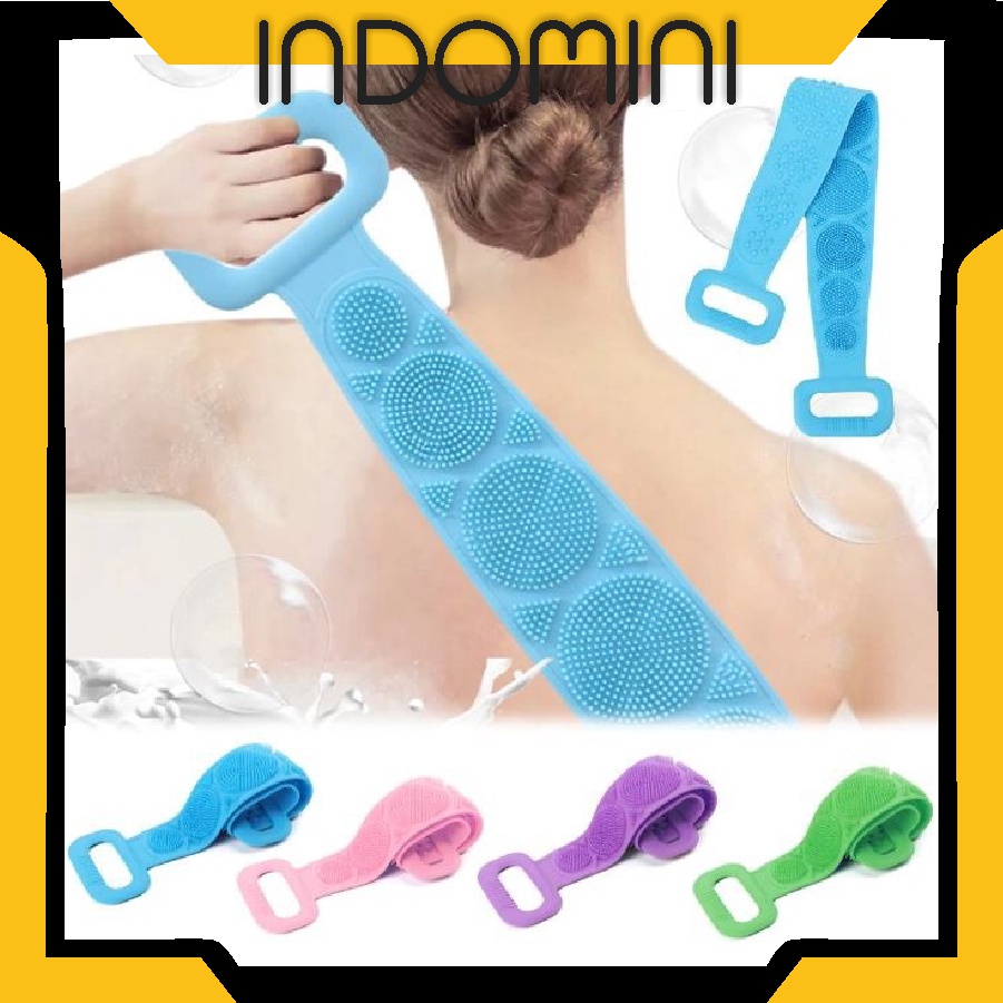 INDOMINI R638 Sikat Punggung Badan Silicone Scrubber Sponge Mandi Alat Gosok Pembersih Daki Silikon 2 Sisi Karet