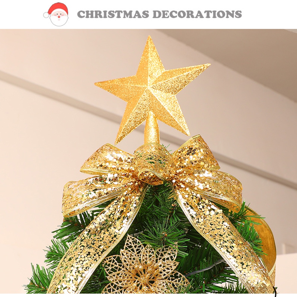 Ornamen Bintang Warna Emas Dan Merah Untuk Pohon Natal