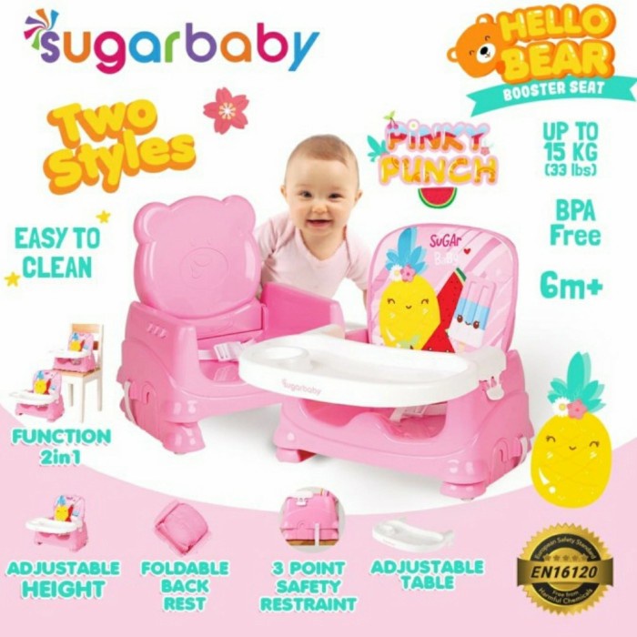 SUGAR BABY Sit On Me Folding Booster Seat Kursi Makan Bayi dengan Meja