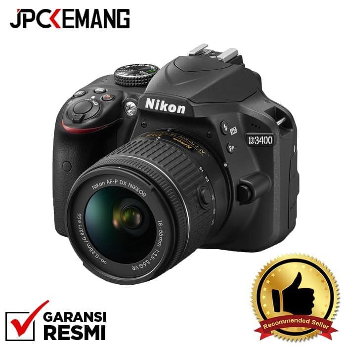 Nikon D3400 Kit AF-P DX 18-55mm f/3.5-5.6G VR Free DSLR Bag & SDHC 16Gb Garansi Resmi