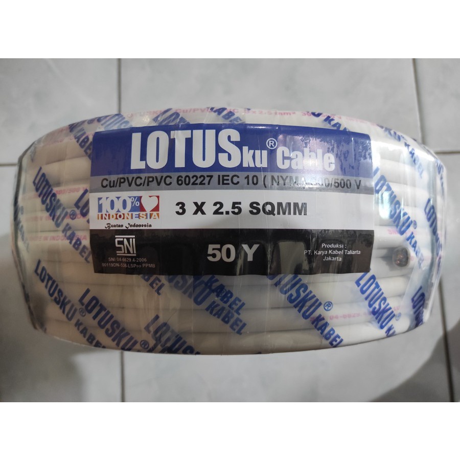 Kabel LOTUSku NYM 3X2.5 50M Termurah Berkualitas