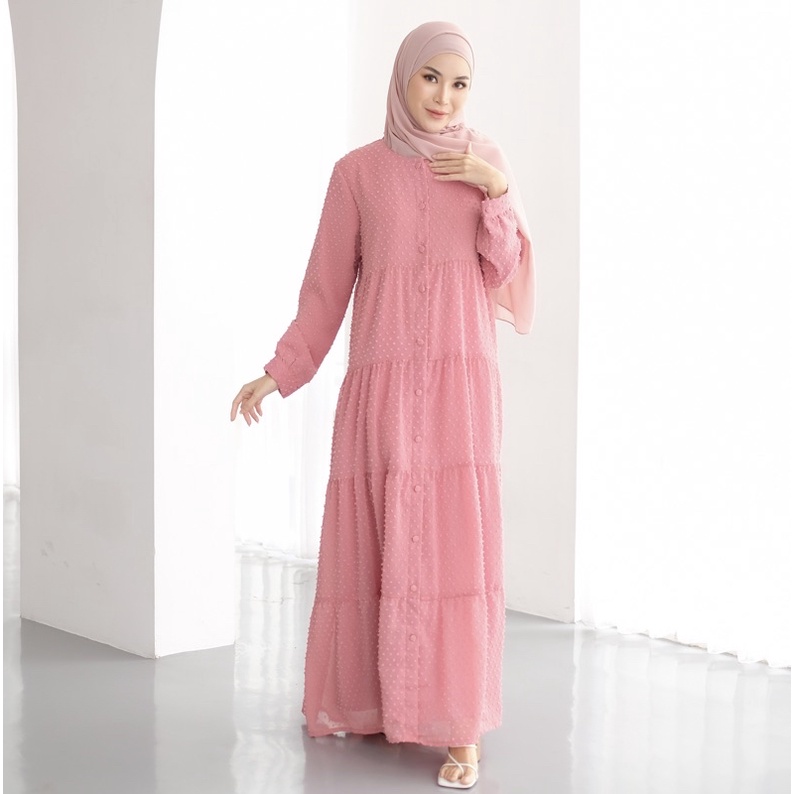 RUBY DRESS PINK SERIES | Gamis Pesta Brand Lokal Kekinian Mewah Bahan Ceruty Busui Firendly