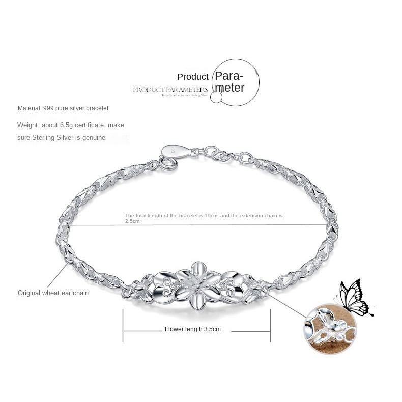 Gelang Desain Butterfly Love Flower Bauhinia Bahan Stainless Steel 925 Gaya Korea Untuk Wanita